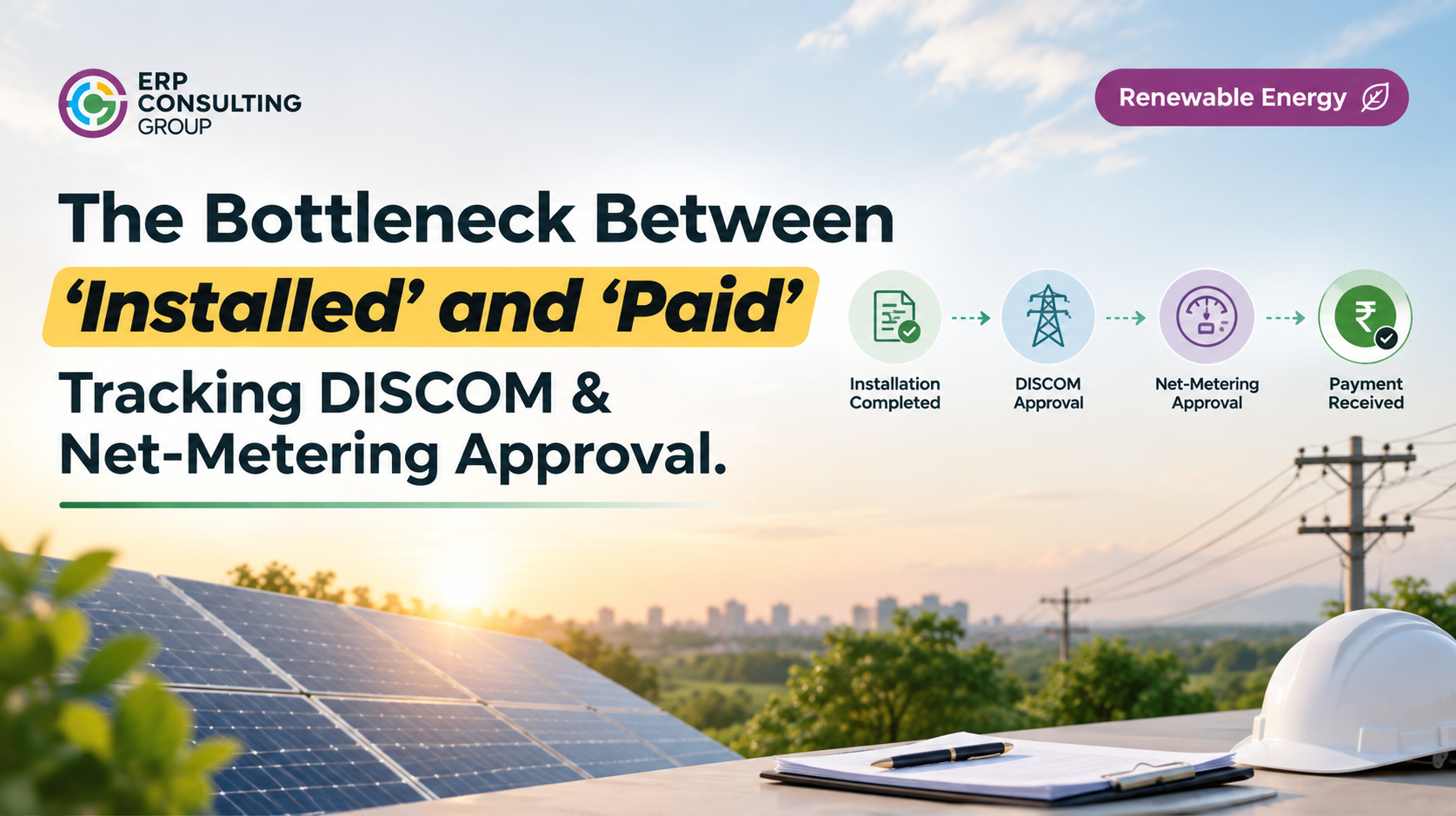 A completed installation isn't a closed sale. Here's how to track DISCOM and net-metering approval so final payments don't sit uncollected.